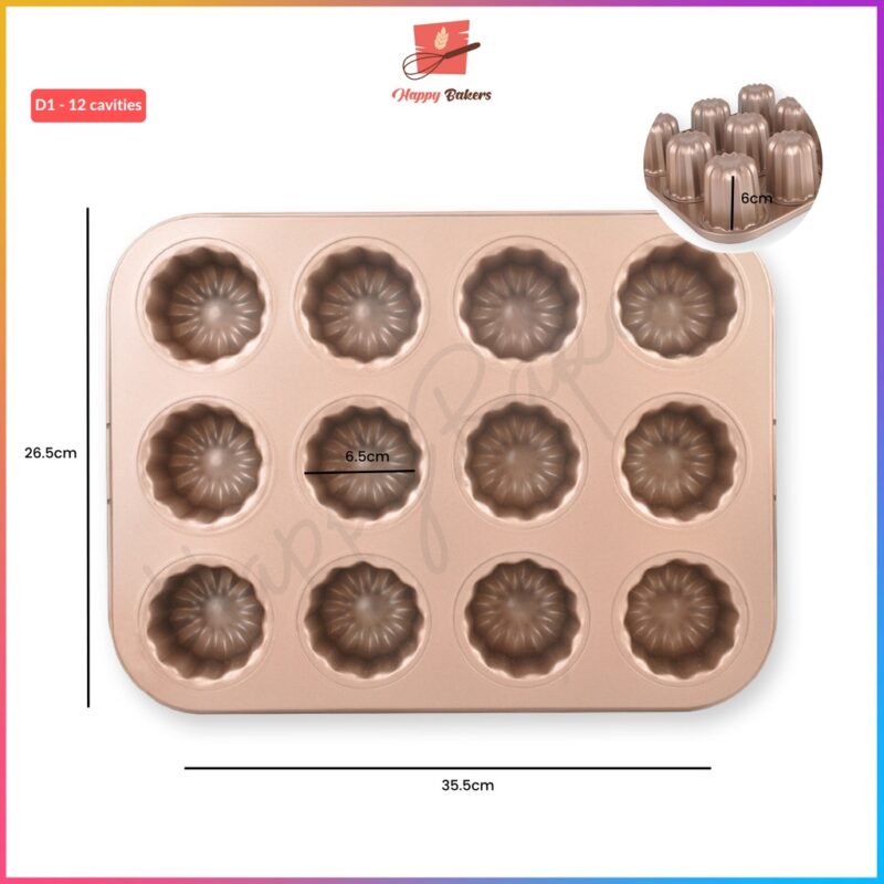 Canneles De Bordeaux 9 or 12 Cavities Baking Tray Pan Mould - Image 3