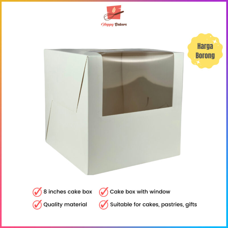 White Cake Box 8 Inches With Window