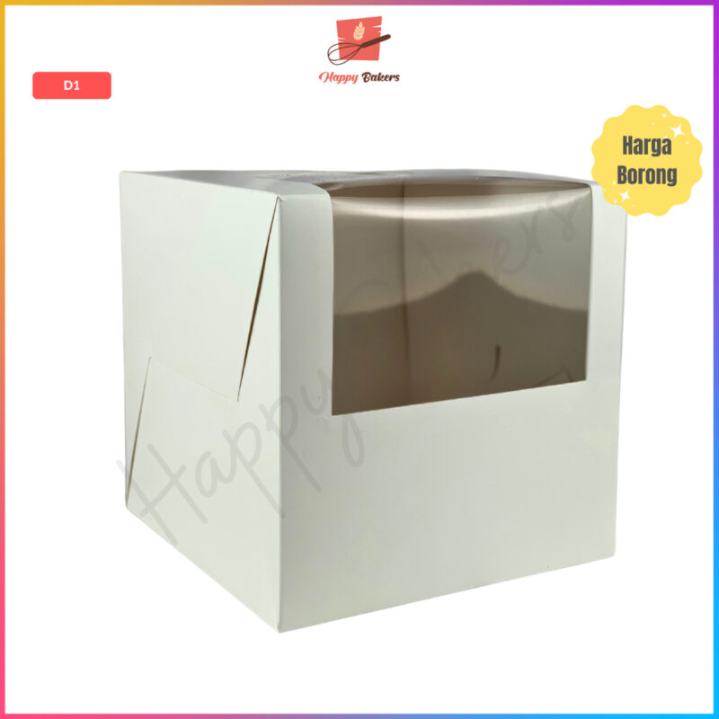 White Cake Box 8 Inches With Window - Image 2