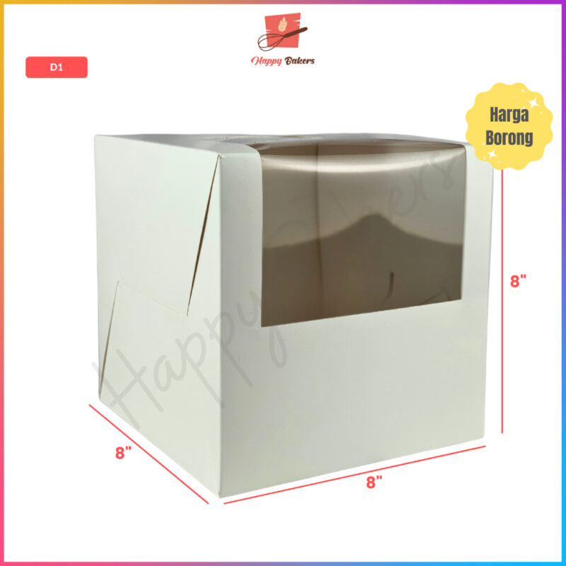 White Cake Box 8 Inches With Window - Image 3