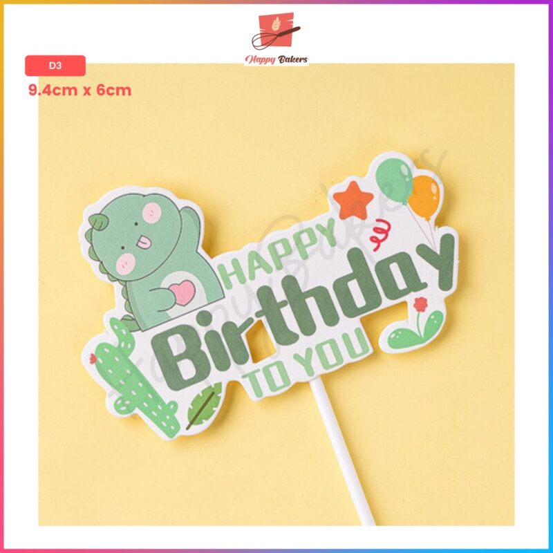 Dinosaur Theme Happy Birthday Cake Toppers - Image 4