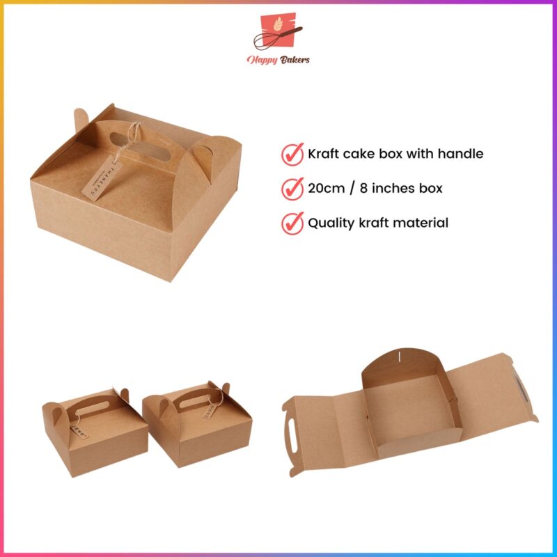 Kraft 8 inches Cake Box With Handle