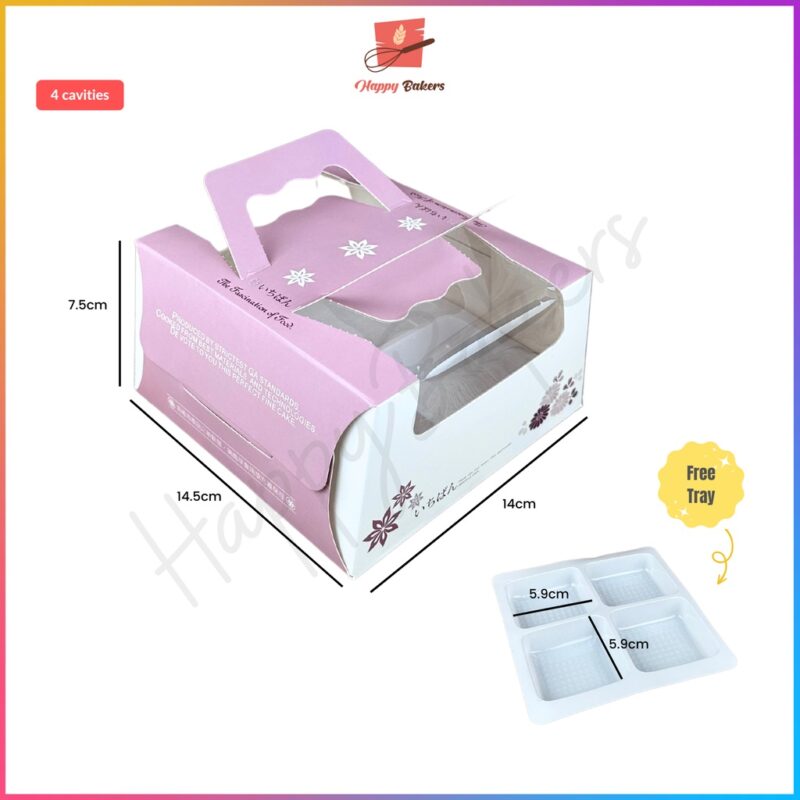 Snow Skin Mooncake 4 / 6 Cavities Box With Tray - Image 3