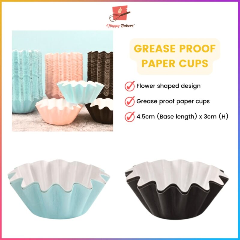 Flower Shape Grease Proof Paper Cup 50pcs Set