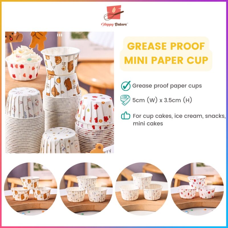 Mini Paper Cup Grease Proof 50pcs Set