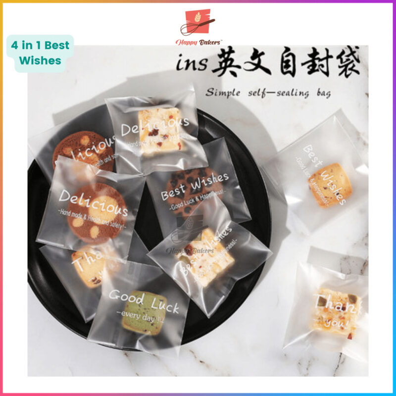 Good Wishes Self Adhesive Cookies Bag 100pcs Set - Image 4