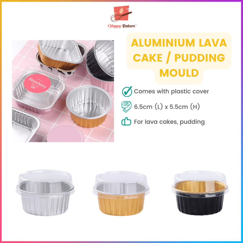 Round Aluminium Lava Cake Pudding Cup With Cover 10pcs Set