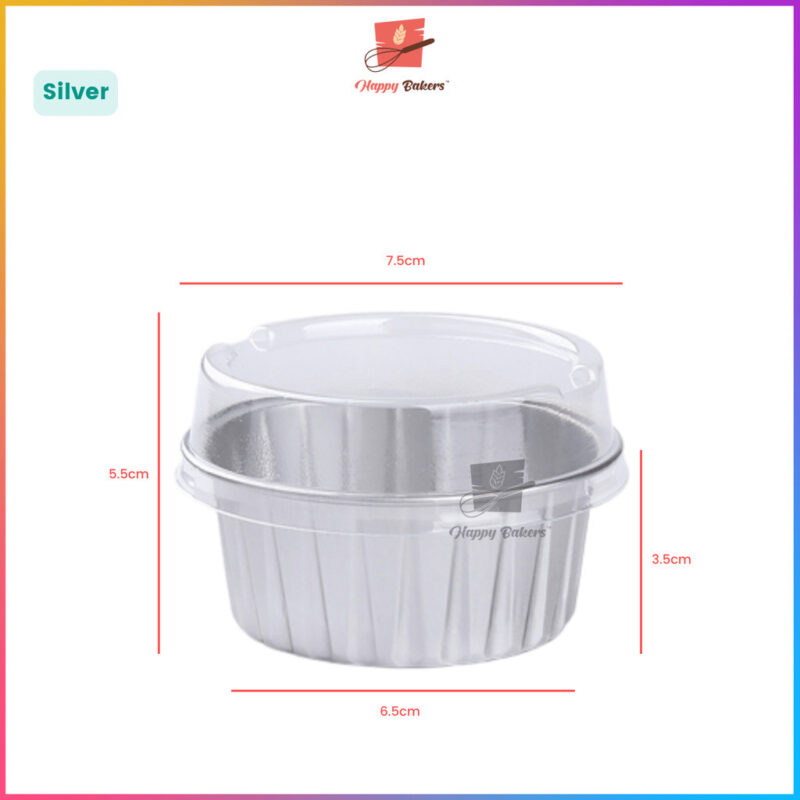 Round Aluminium Lava Cake Pudding Cup With Cover 10pcs Set - Image 2