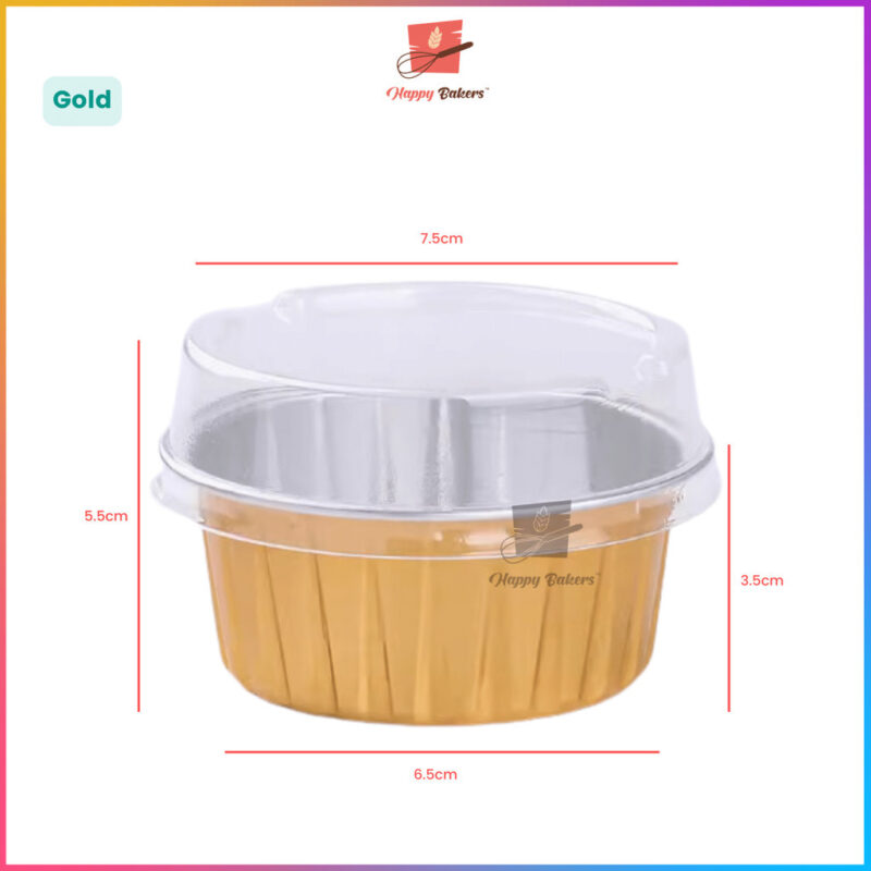 Round Aluminium Lava Cake Pudding Cup With Cover 10pcs Set - Image 3