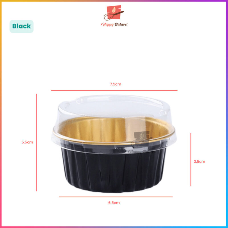Round Aluminium Lava Cake Pudding Cup With Cover 10pcs Set - Image 4