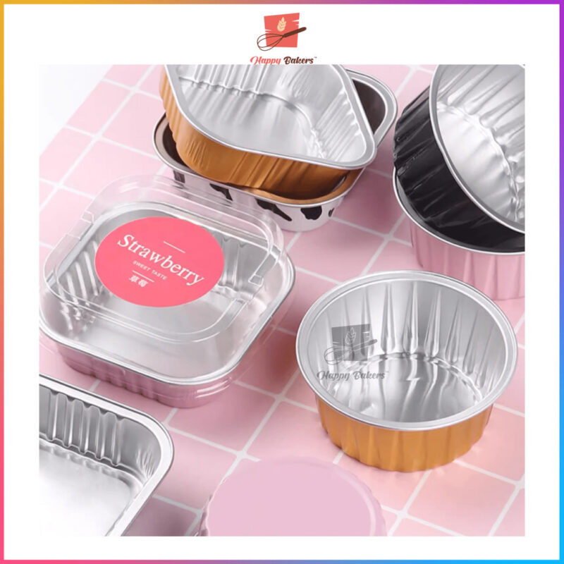Round Aluminium Lava Cake Pudding Cup With Cover 10pcs Set - Image 6