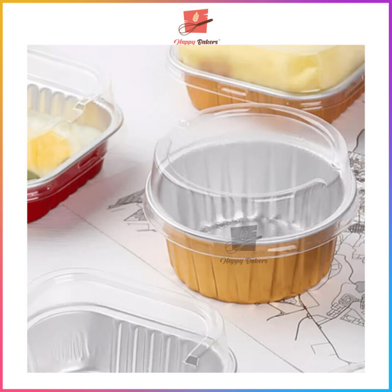 Round Aluminium Lava Cake Pudding Cup With Cover 10pcs Set - Image 7