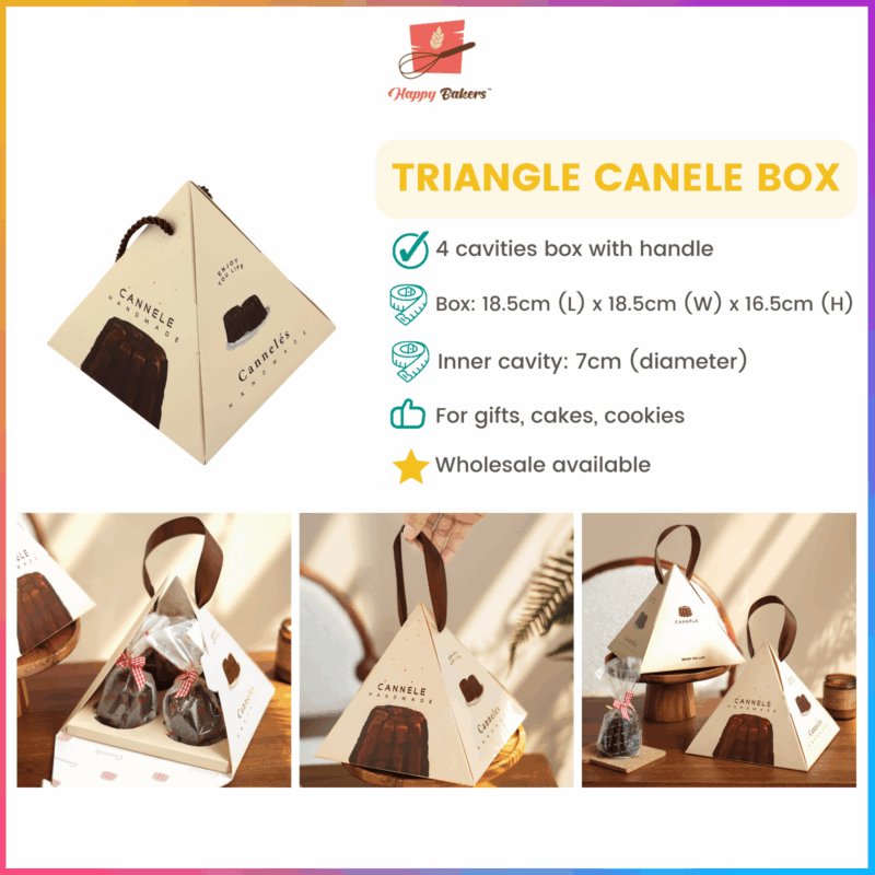Triangle Canele 4 Cavities Gift Box With Handle