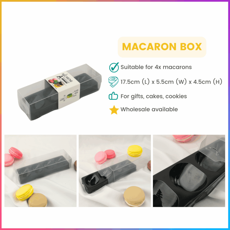 Macaron Plastic Box With Sleeve For 4pcs Macarons