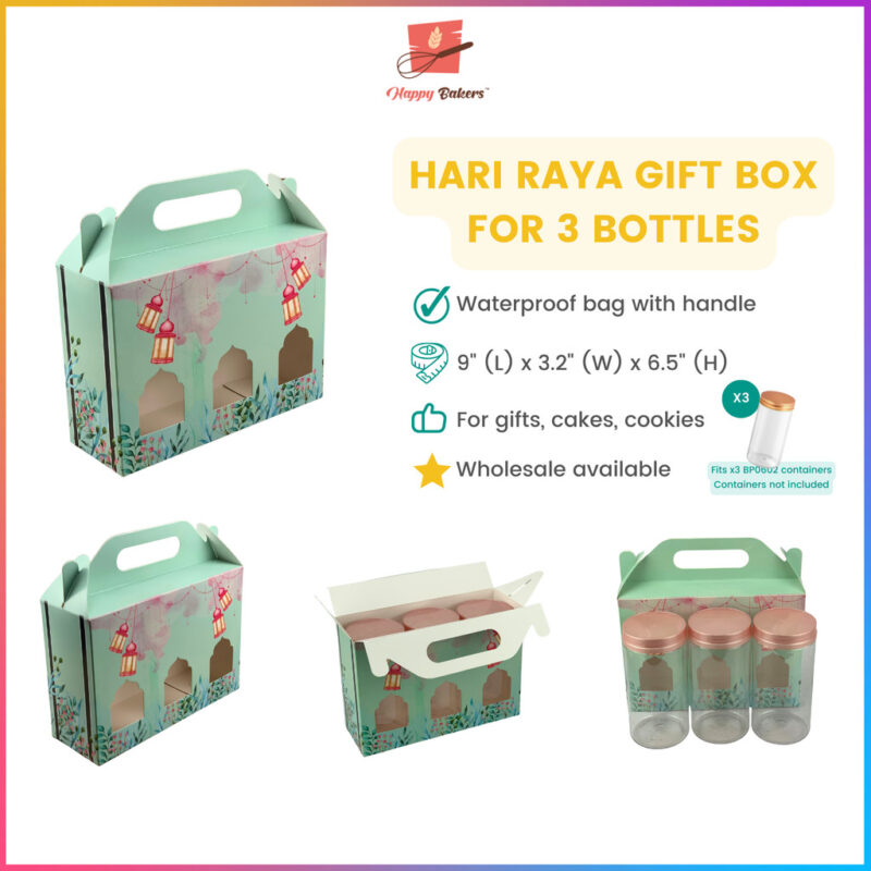Hari Raya Handle Gift Box For 3 Bottles