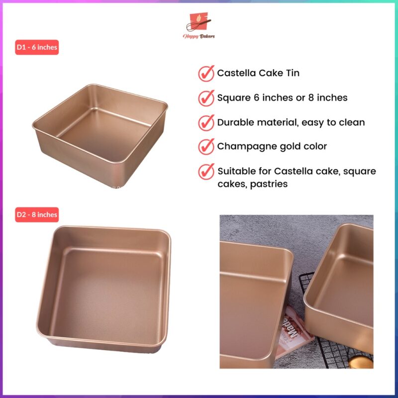 Castella Cake 6" and 8" Square Baking Tray