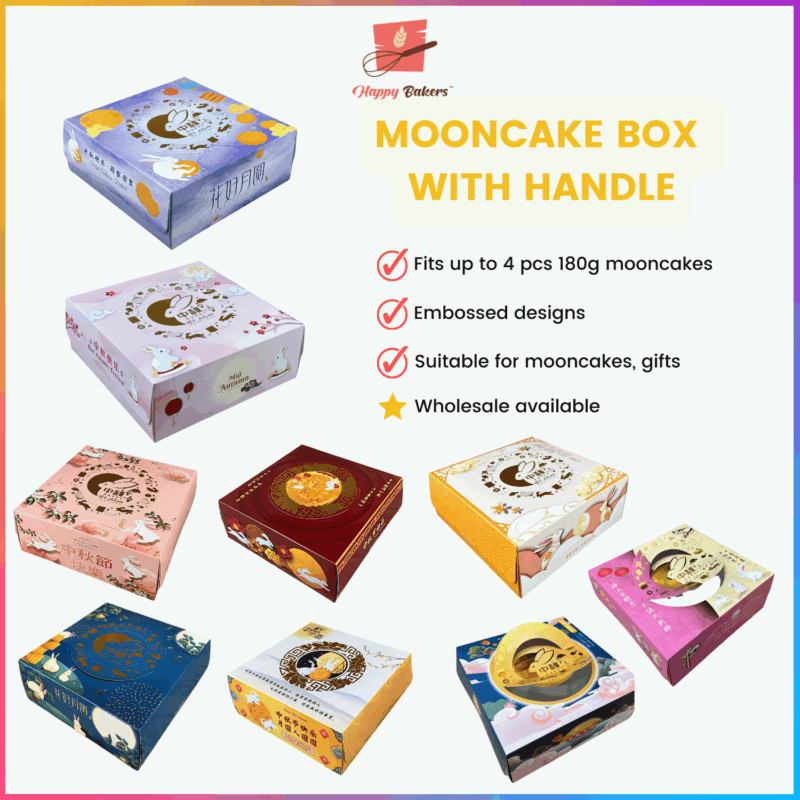 Mooncake 8" Box With Gold Stamping and Handle