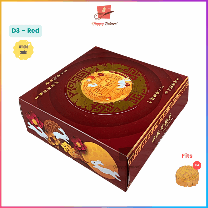 Mooncake 8" Box With Gold Stamping and Handle - Image 4