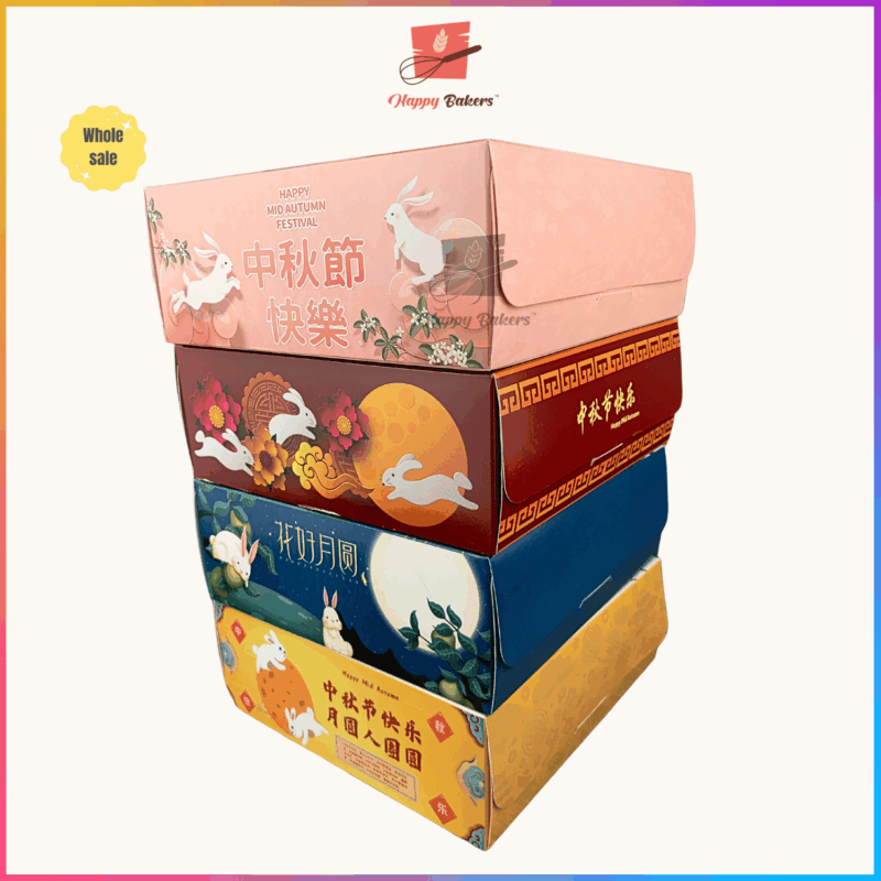 Mooncake 8" Box With Gold Stamping and Handle - Image 11