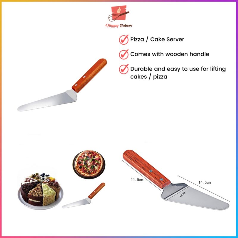 Pizza Cake Server With Wooden Handle