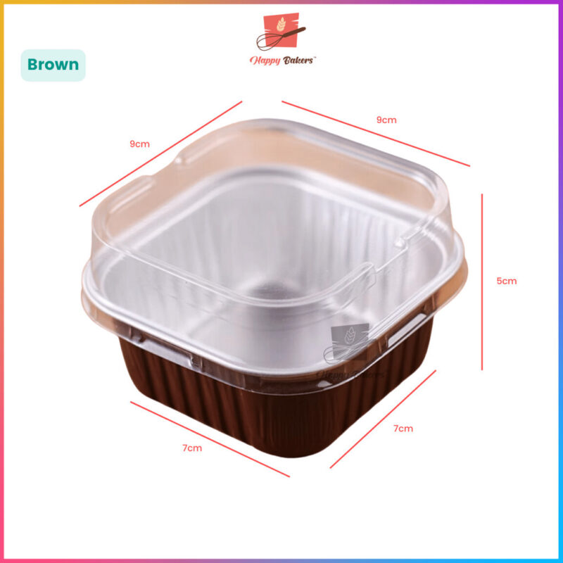 Square Aluminum Lava Cake Pudding Cup Mould With Cover 10pcs Per Set - Image 3