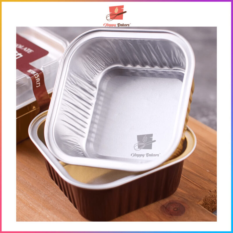 Square Aluminum Lava Cake Pudding Cup Mould With Cover 10pcs Per Set - Image 8